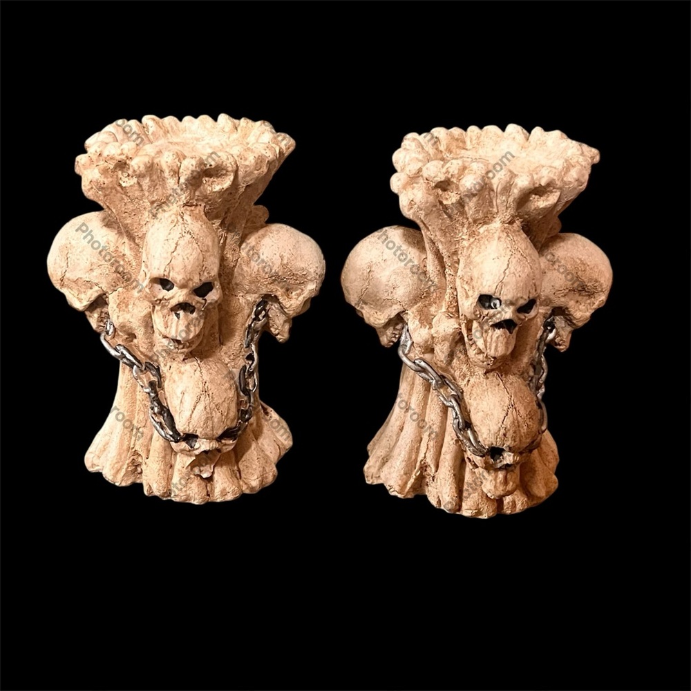 Halloween Skull Candlestick holders set of 2